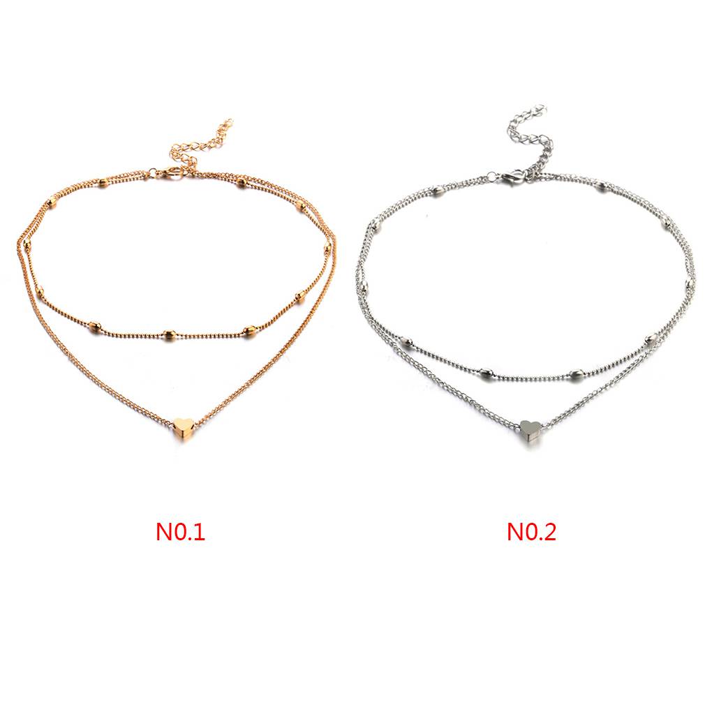 Multi Layers Heart Pendant Women Girl Clavicle Necklace Plating Alloy Adjustable Neck Decorative Jewelry