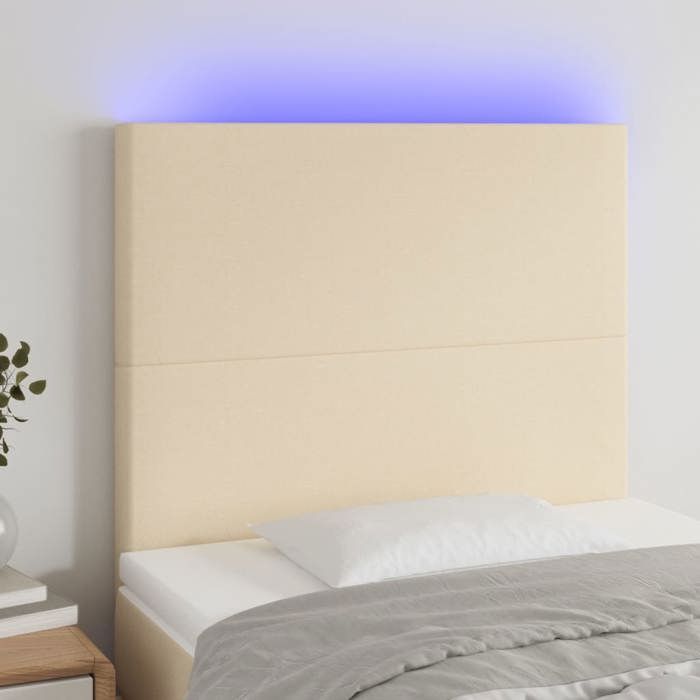 VidaXL Tête de Lit à LED Meuble de Chambre à Coucher Accessoire de Lit Simple Tête de Cadre de Lit Intérieur Crème 3122123