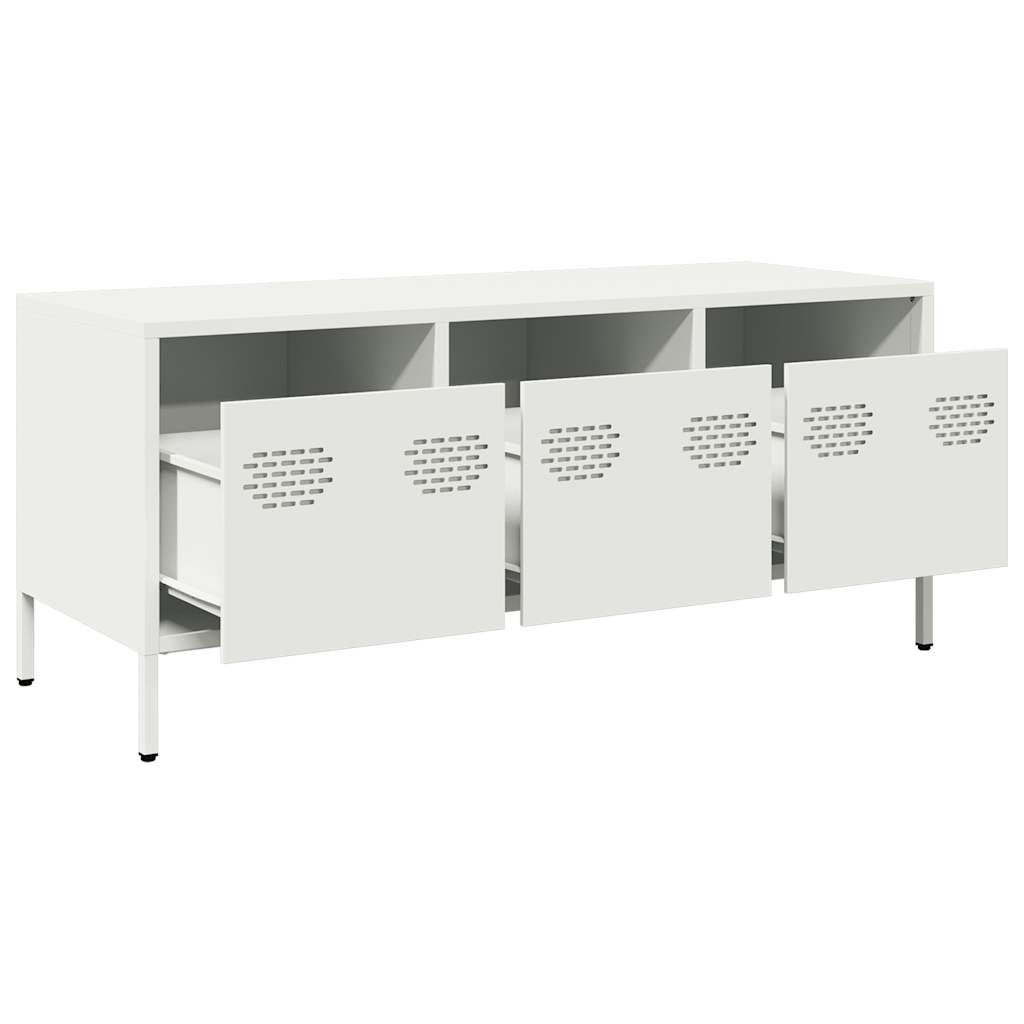 Vidaxl TV Cabinet, White, 101.5X39X43.5 Cm, Cold Rolled Steel