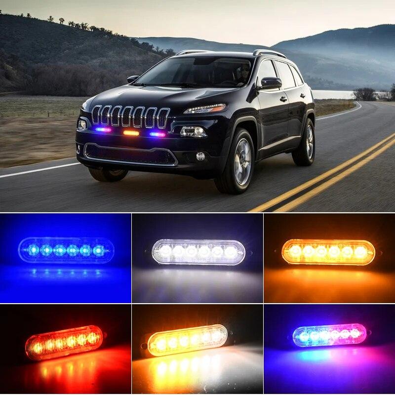 1X Truck LED Strobe Police Warning Light 6SMD Grille Flashing Side Light Bar Car Trailer Beacon Lamp Amber Traffic Light 12V 24V
