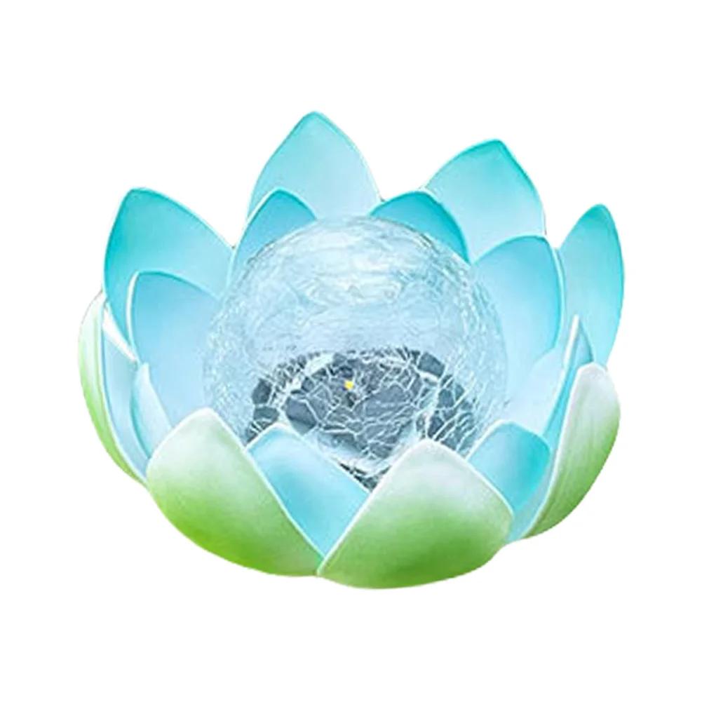 

Solar Powered Decorative Cracked Ball Lotus Light Waterproof Crack Glass Ball Flower Lamp 600mAh for Home Yard Decor синий