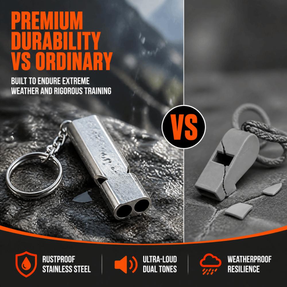 4pcs Double Tubes Design Emergency Survival Whistle With Lanyard Keychain Safety Whistle For Hiking