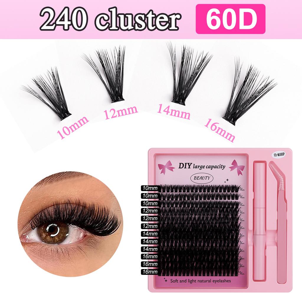Segmented Eyelash Set, Thick False Eyelashes Three-Dimensional Diy Hot Melt Multi-Hair Grafted Eyelashes Fd Set