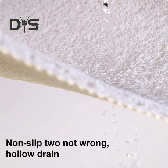 Bathroom Floor Mat Cartoon Puppy Printing Hollow Out Non-slip Rubber Backing Catch Hair Cuttable Quick Drainage Shower Mat for Living Room Balcony