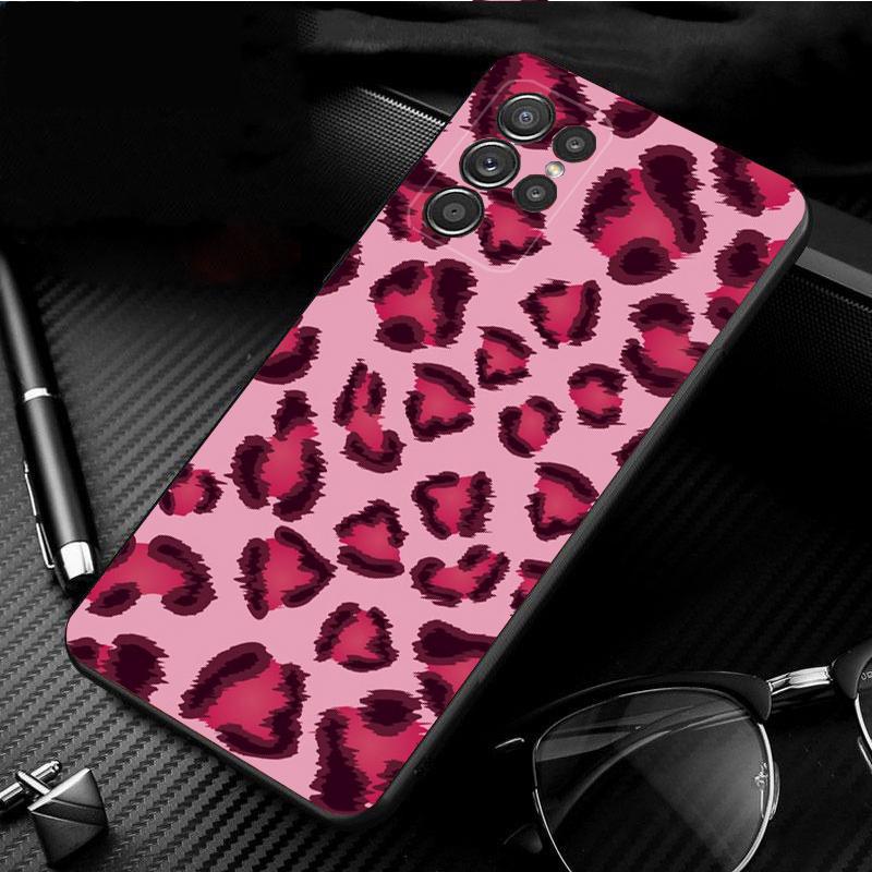 Phone Case for Samsung S26 S25 S24 S23 S22 Ultra S23 S22 S25 Plus S24 FE S26Edge Pink Leopard Print Case