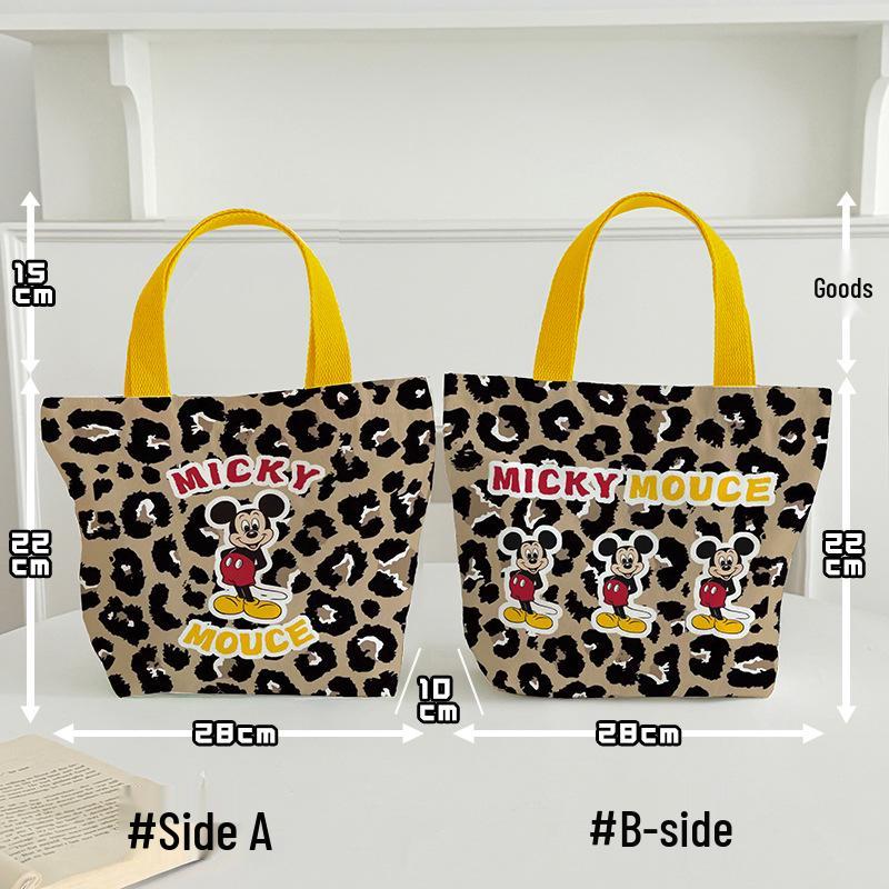 2025 Ретро Холщовая Сумка-Тоут и Сумка с Леопардовым Принтом для Женщин и Детей 28x22x10 cm