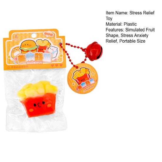 Fruit Squeeze Toy with Bell Lanyard Stress Anxiety Relief Slow Rising Mini