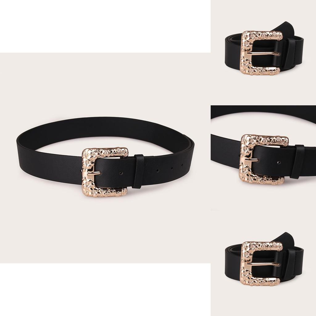 Art Nouveau Belt With Oversized Buckle And Textured Pattern For Fashion Enthusiasts