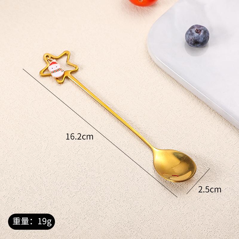 Stainless Steel Spoon Fork Cutlery Set Cute Christmas Pendant Dessert Spoon Coffee Stirrer Spoon Hand Accessory Cuchara Pequeña