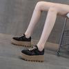 Dexun Shoes Platform Spring Heightening Women's Retro Matte Leather Plus Rhinestones Casual Fashion Sports Board Shoes Women's Shoes