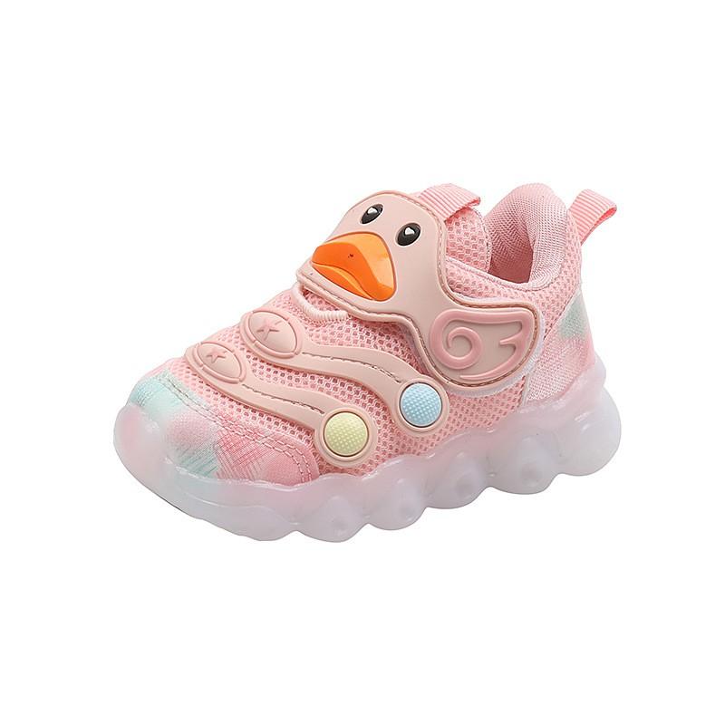 Baby Light-Up Sneakers Toddlers Soft Sole Breathable Mesh Walking Shoes With Cartoon Design