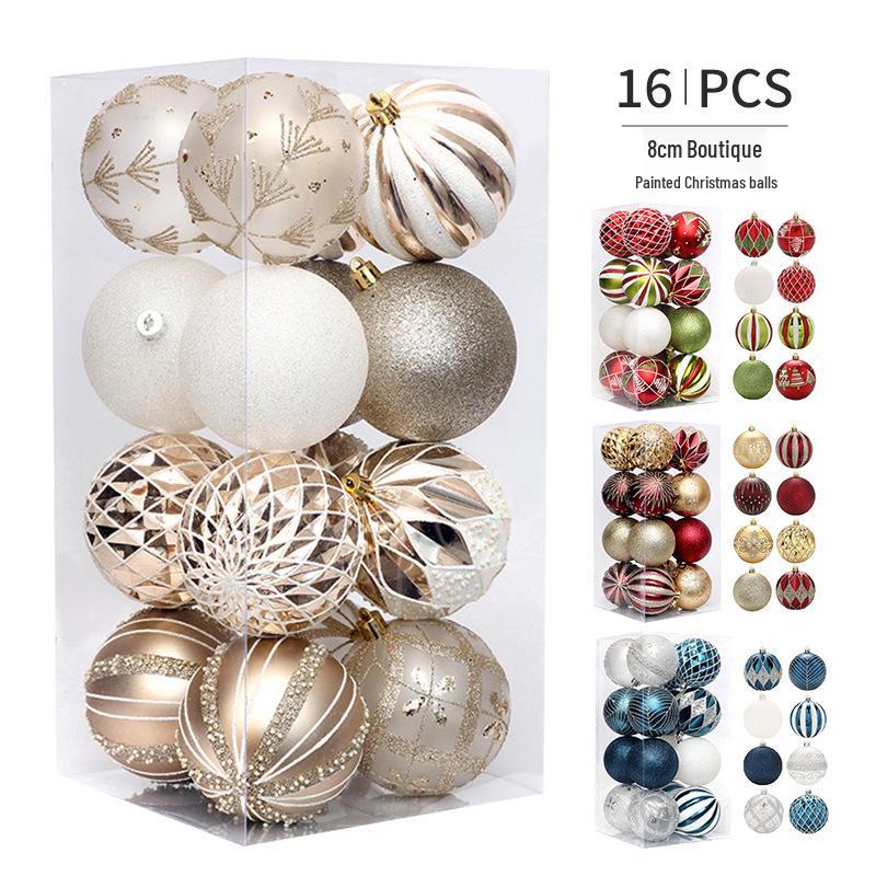 Hand-Painted Christmas Ball Set - 8cm Tree Ornaments & Decorations