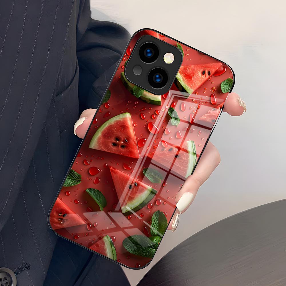 Cartoon Fruit Watermelon Phone Case For IPhone 17 Pro Max 15 Pro 16 14 Plus 12 13 Mini 11 Pro Shockproof Glass Cover