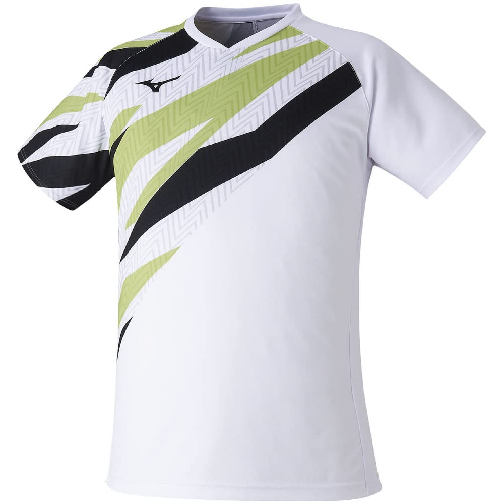 

Mizuno Tennis Game Dynamotion White x Size S Shirt, Moisture-Wicking, Quick-Drying, Fit, 62JA2002, Neolime,