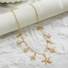 Summer Beach Necklace, Shell Conch Starfish Charms Necklace, Adjustable Coastal Style Necklace for Women Seaside Holiday Jewelry