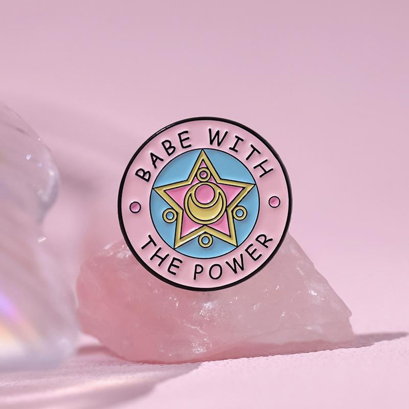 Whimsical Cartoon Pink Brooch Featuring Playful Star Magic Wand And Wing Designs