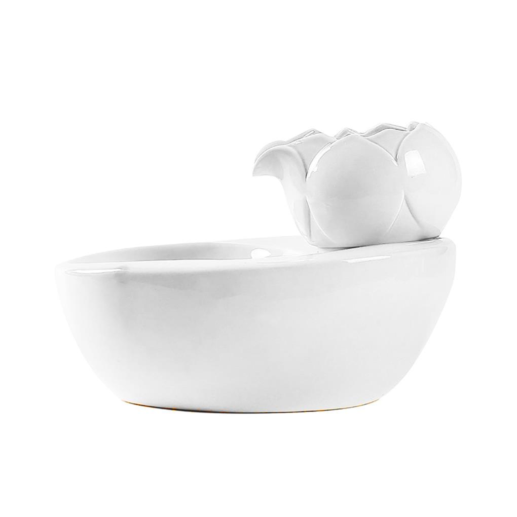 Ceramic Pet Water Fountain Portable Replacement Automatic Flower Shape Solid Color Pets Waterer Dispenser EU Plug
