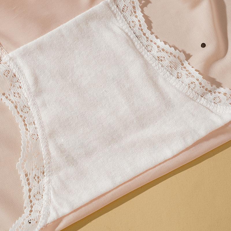 4PCS Women's Lace Panties M-XL Thin Sexy Ice Silk Briefs Dots Breathable Underwear Female Soft Intimates