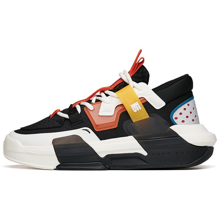 New Anta Bastard 3.0 Anti Slip Wear Resistant Low Top Skateboard Shoes Black White Orange 112218084-2