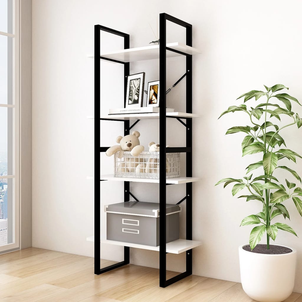 Bookshelf 4 Shelves White 60 X 30 X 140 Cm Solid Pine Wood