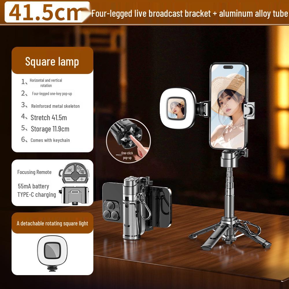 Compact 360° Rotating Selfie Stick with Bluetooth Remote for Live Streaming and Photography
