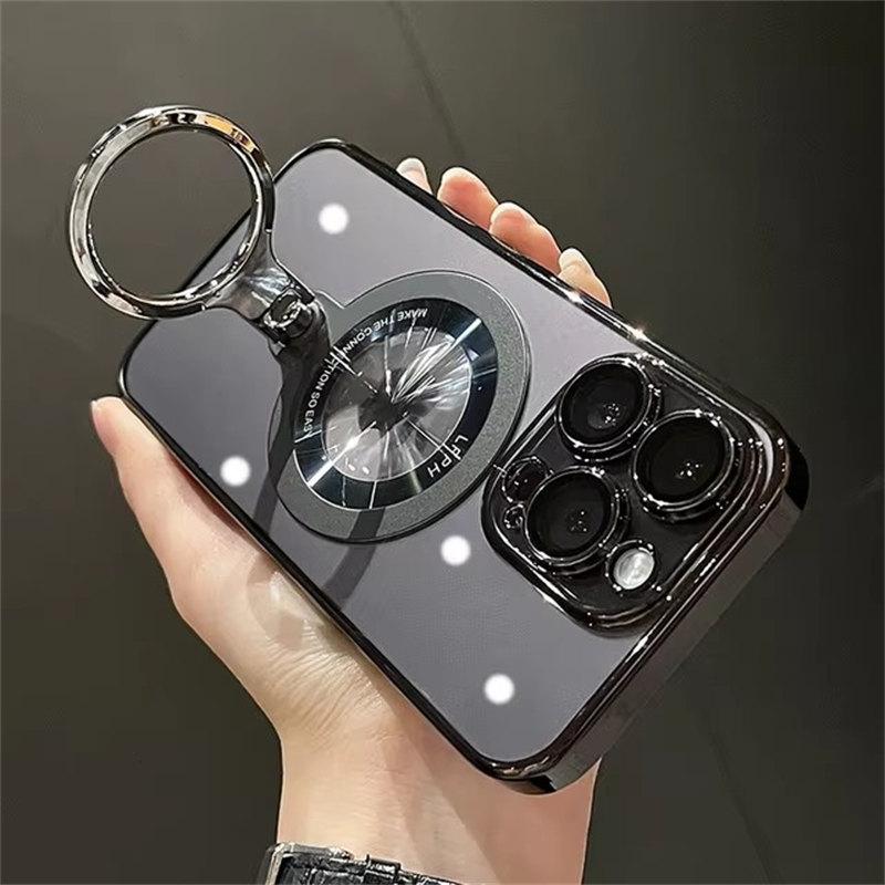 

Покрытие Прозрачный Кольцо Кронштейн Подставка Магнитный Чехол для iPhone 16 15 Pro Max 14 13 12 11 для беспроводной зарядки Magsafe Жесткий Чехол iPhone 11