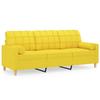 VidaXL Canapé 3 places avec oreillers jaune clair 180 cm tissu, canapé, canapé de salon, canapé 3 places en tissu, canapé 3200795