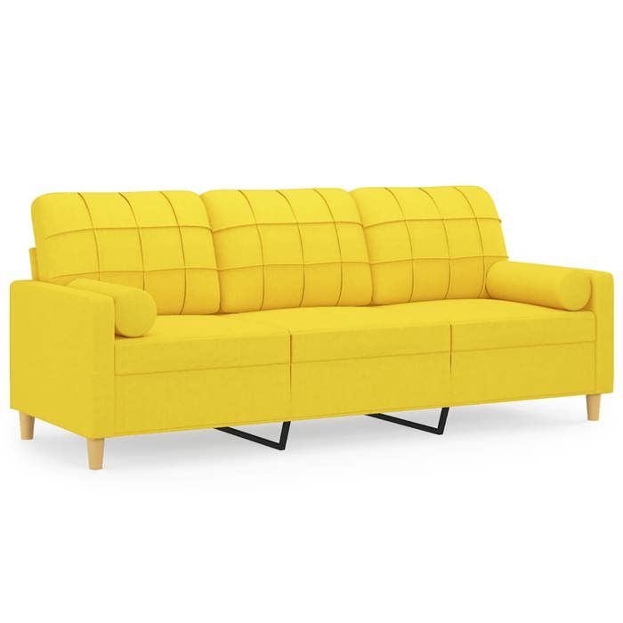 VidaXL Canapé 3 places avec oreillers jaune clair 180 cm tissu, canapé, canapé de salon, canapé 3 places en tissu, canapé 3200795