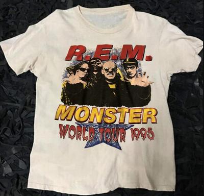 1995 REM Monster Tour Heavy Cotton White Full Size Unisex Shirt Unisex T-Shirt
