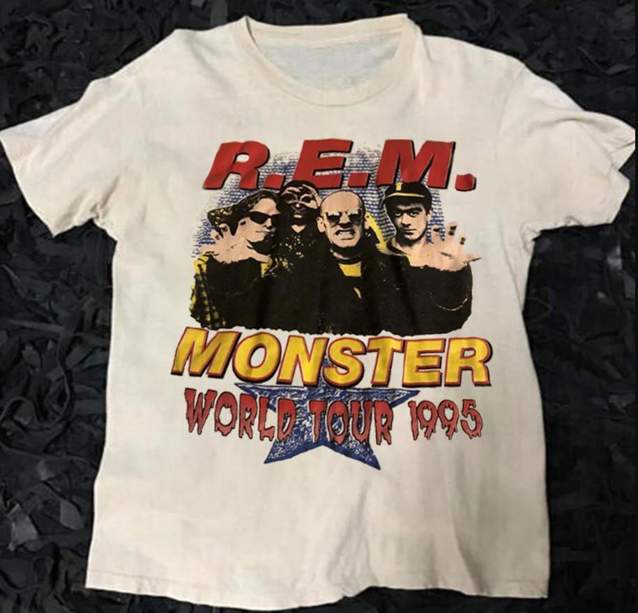 1995 REM Monster Tour Heavy Cotton White Full Size Unisex Shirt Unisex T-Shirt S