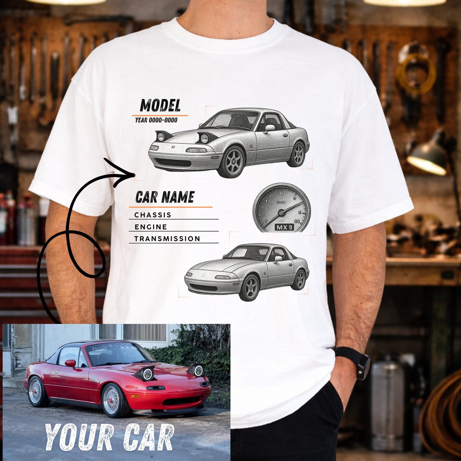 Personalized Car Shirt, Custom Car T Shirt, Vehicle Drawing Tee, Car Guy Gift, Custom Auto Portrait Shirt, Mechanic Gift 3XL