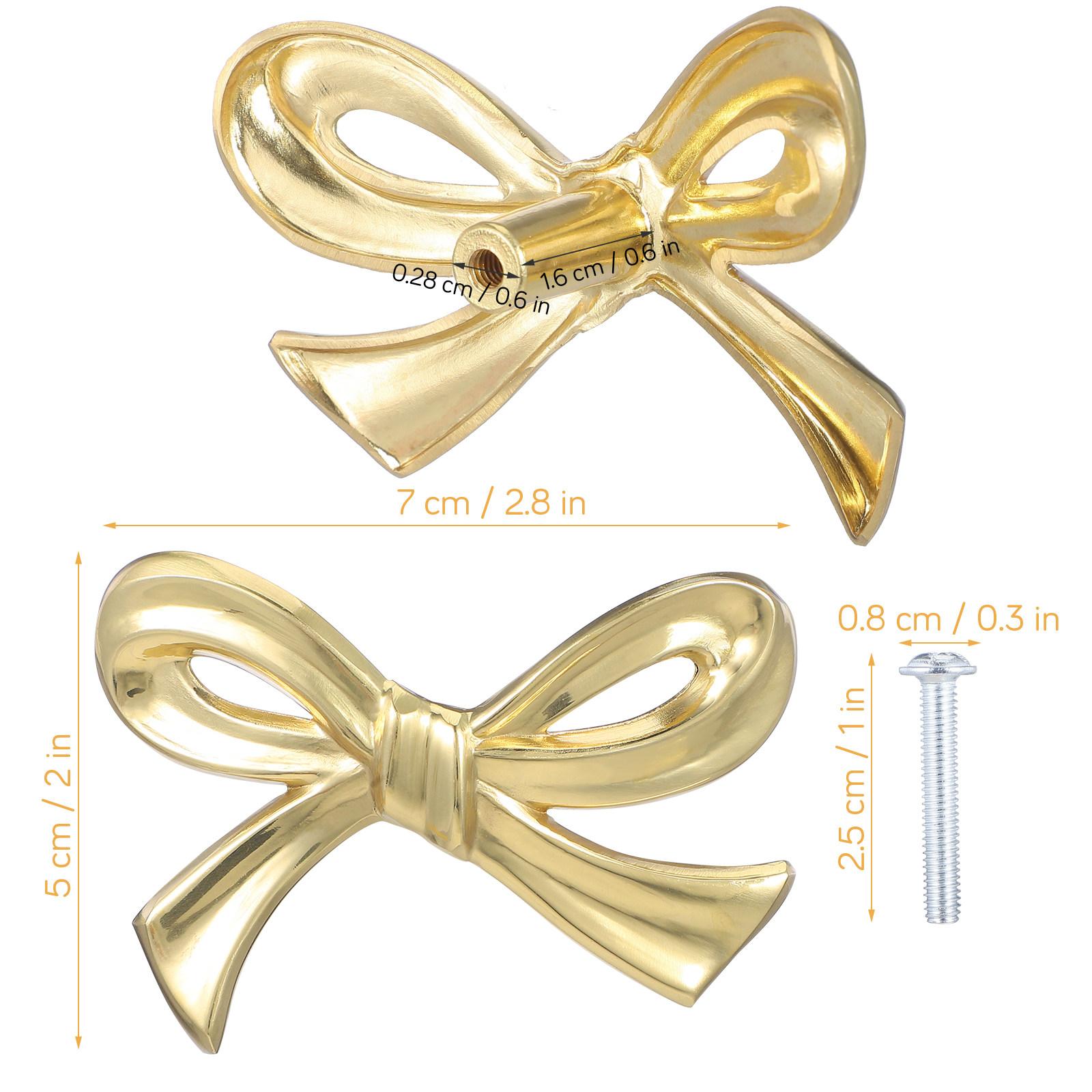 

2Pcs Bowknot Cabinet Pull Handle Brass Knobs for Drawer Wardrobe Dresser Cupboard Decorative Furniture Hardware