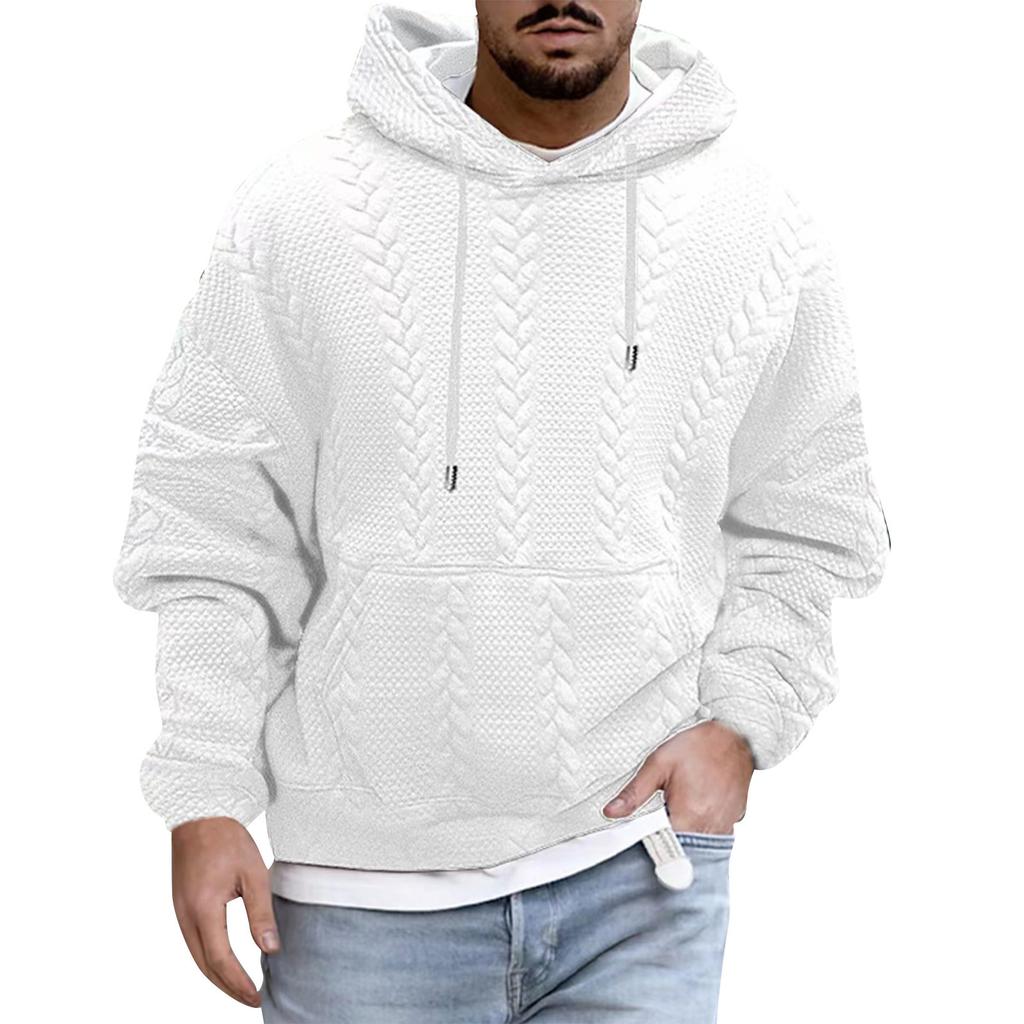 Men's Casual Solid-color Long-sleeved Hooded Pullover Hoodie