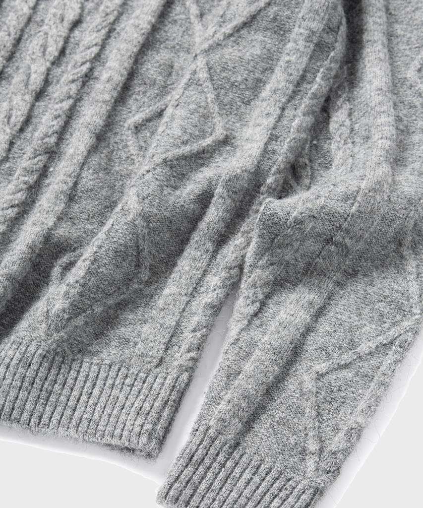 NONBLANK Cable Texture Round Knit_Melange Grey