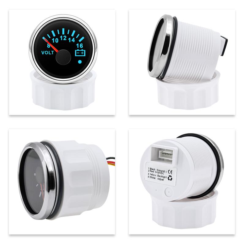 ZMFJH 7 Color Light Pointer 52MM Fuel Water Level Gauge Voltmeter Oil Pressure Meter Water Oil Temp Gauge with Alarm Optional