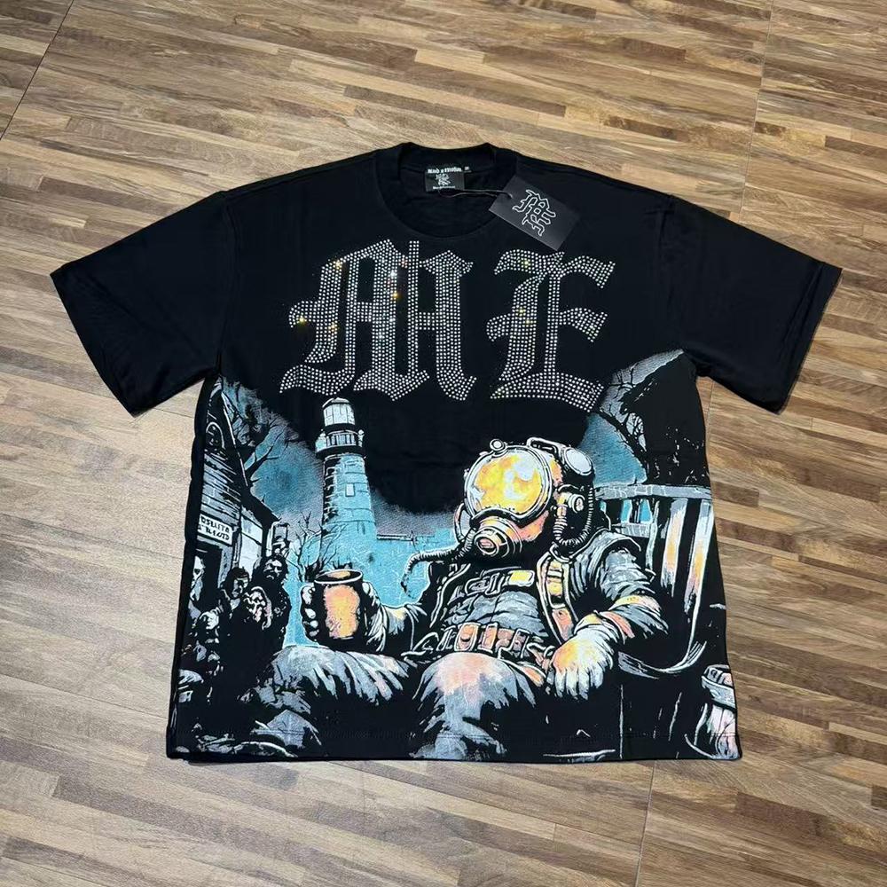 E8116 Summer Men s and Women s  EMOTIONS NEVER DIE  Print T-Shirt, Gothic Letter Graphic Streetwear Tee S