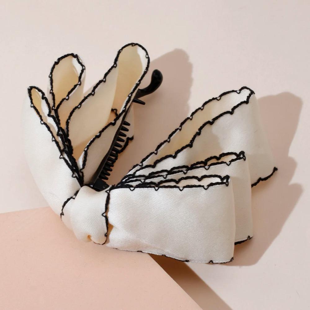 1PC Solid Color Fashion Fabric Bow Banana Hair Clips Hairpin for Women Back Head Ponytail Headdress Hair Accessories
