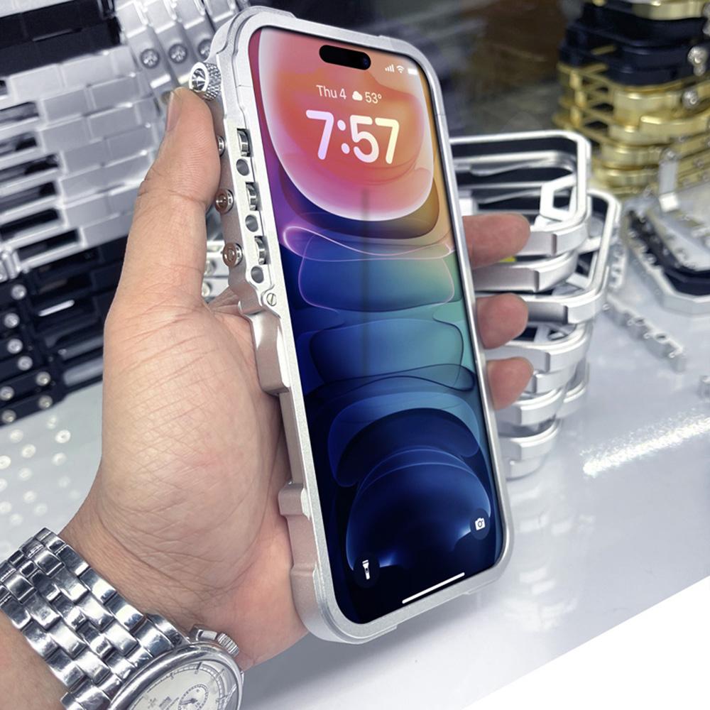 For iPhone 16 Pro Max Bumper Case Aluminium Alloy Metal Phone Shell Cover
