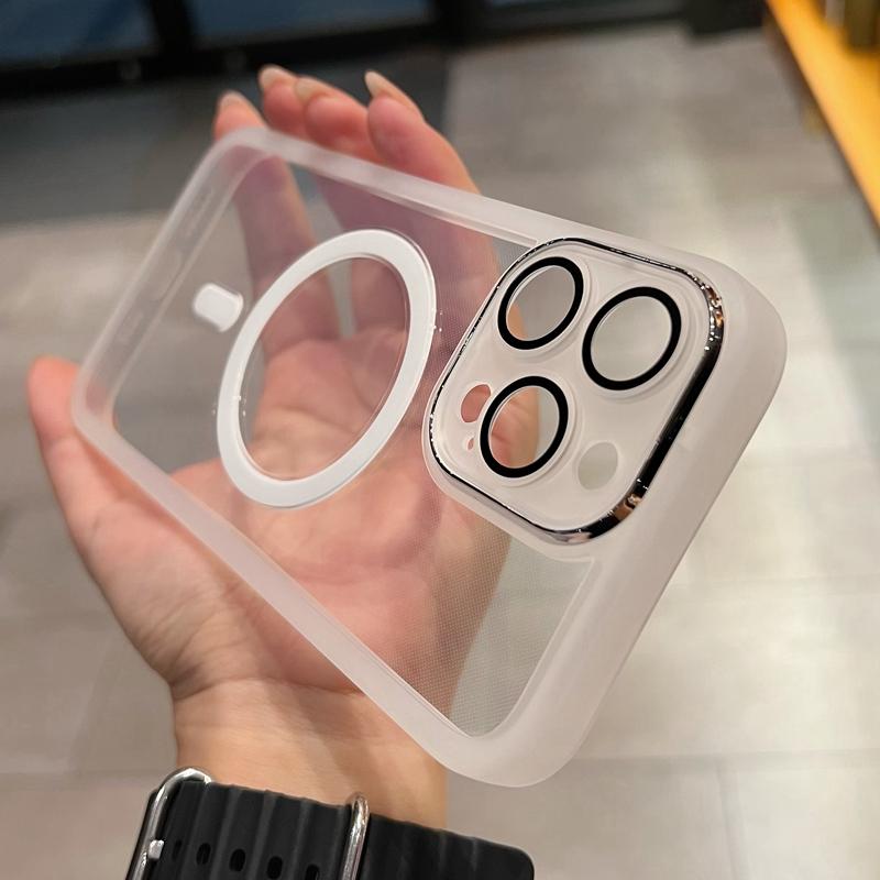 Luxury Magsafe Wireless Charge Transparent Case For iPhone 11 12 13 14 15 Pro Max Plus Magnetic Soft Shockproof Bumper Cover