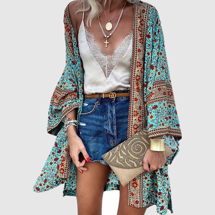 Women Summer Open Front Cardigan Bohemian Holiday Bikini Cover Up Cardigan Kimono Outwear