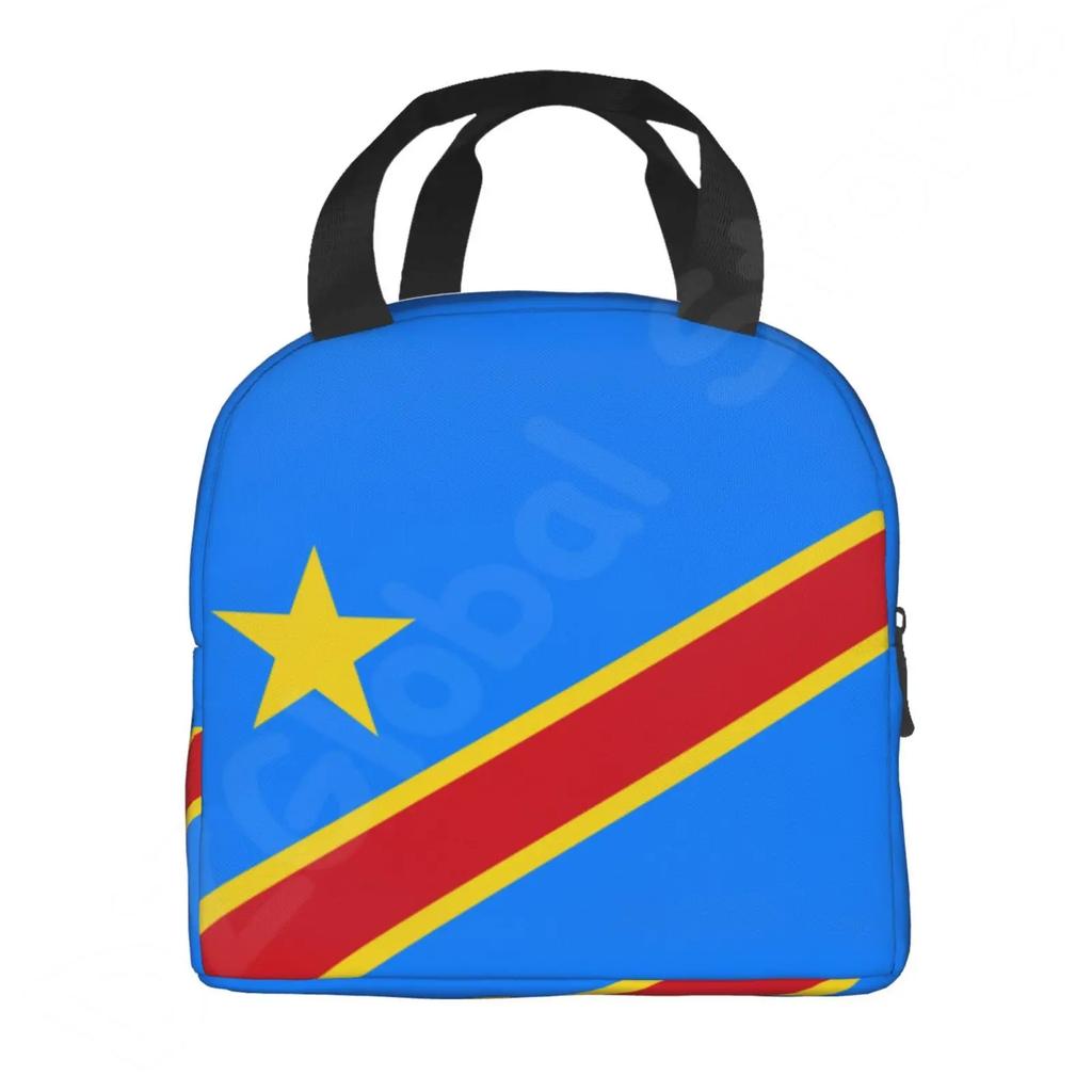 Democratic Republic of Congo Flag Insulated Lunch Bag for Kids Women Portable Waterproof Picnic Coole Bag Reusable Bento Box Bag
