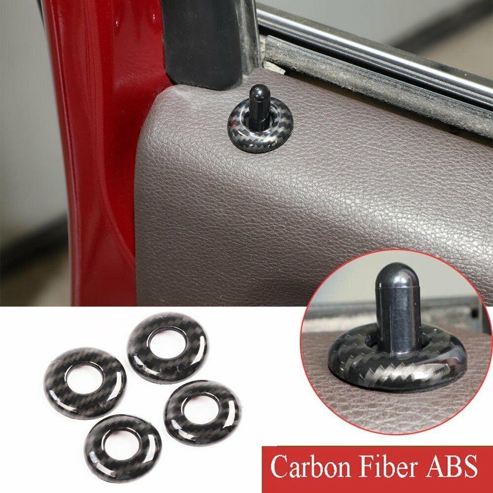 Kit For Ford F150 2015-20 Carbon Fiber ABS Inner Door Lock Pins Knob Cover Trim