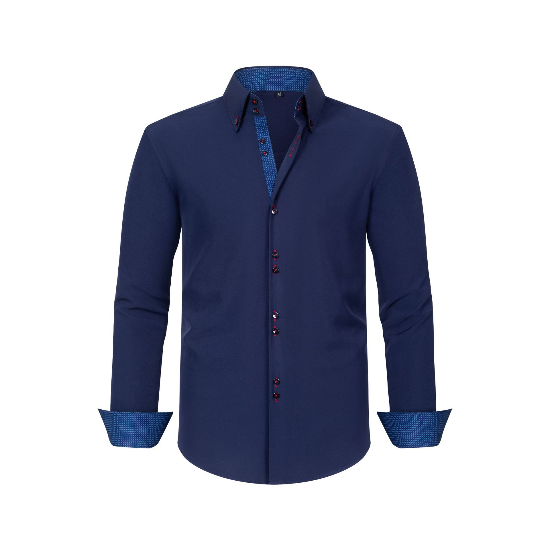 

Men s Fashion Spring and Summer Top Patchwork T-shirt Long Sleeve Turn Down Collar Shirt XXXL