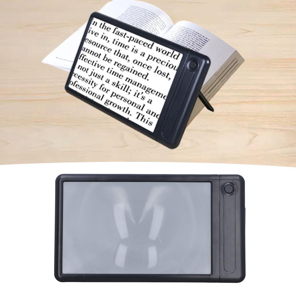 5X Reading Magnifier with Stand 43 LED 3 Brightness Full Page Rectangular Magnifier for Engraving Pr