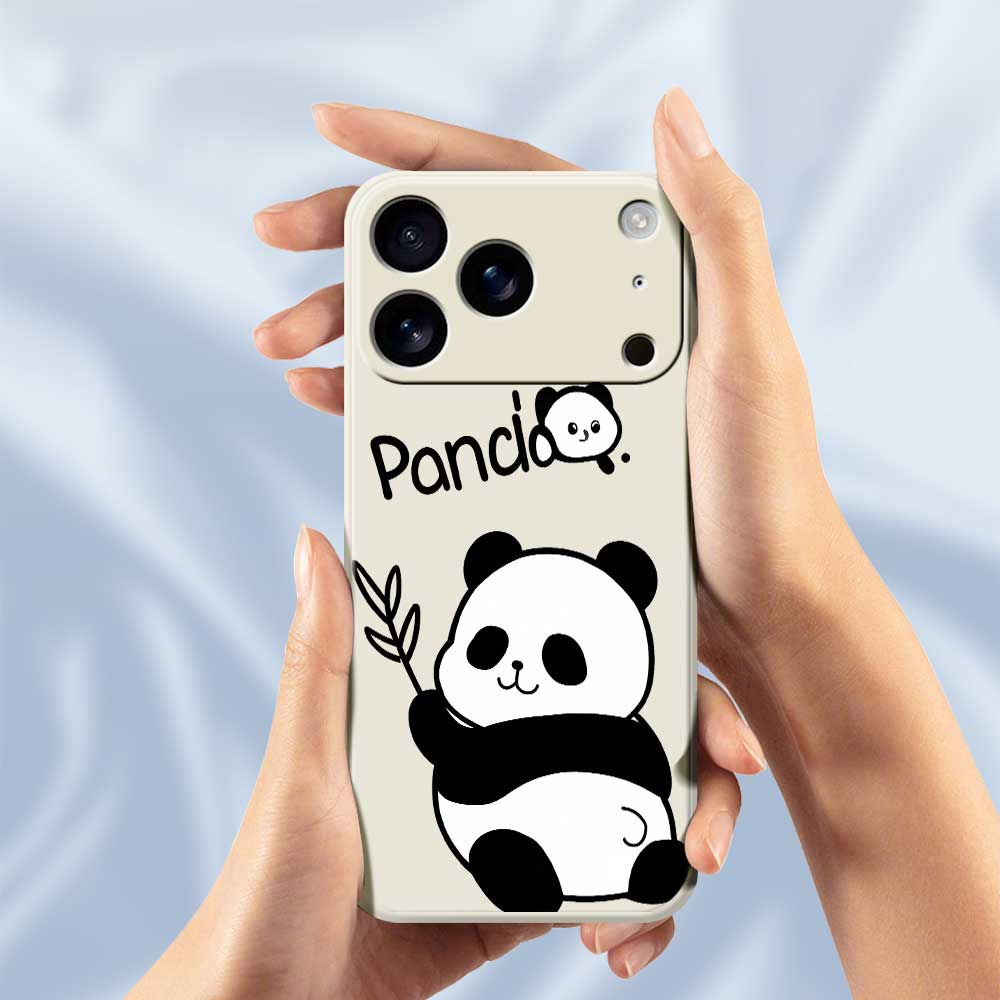For iPhone 17 Pro Case Panda Pattern Printing Straight Edge TPU Phone Back Cover