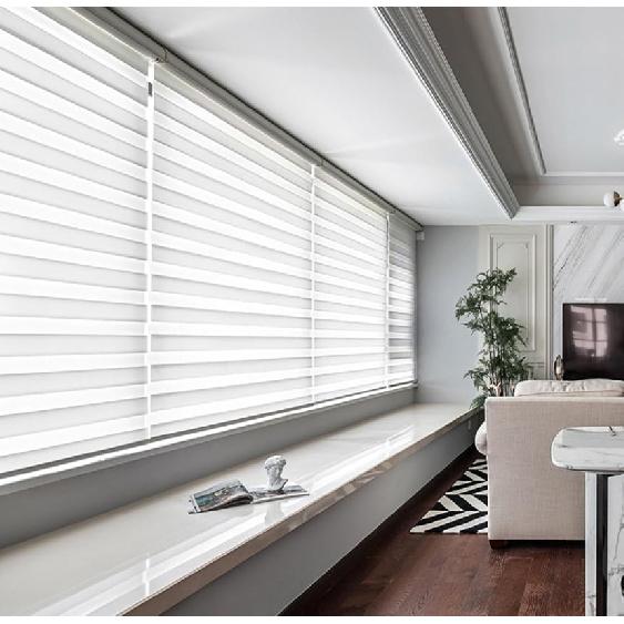 Color-Matched Custom Cordless Zebra Blinds, Light Control for Day and Night, Privacy Light Filtering Dual Layer Window Shade, Energy-Saving Cordless