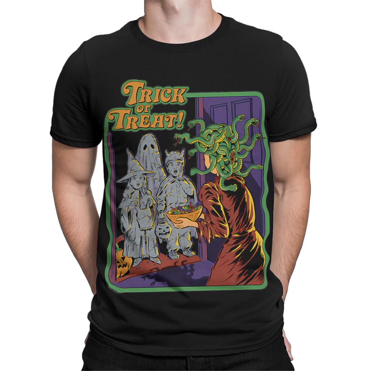 

Trick or Treat Fun 70s Halloween Themed 100% Cotton T-shirt Mens Tees Top #SR#T433 S