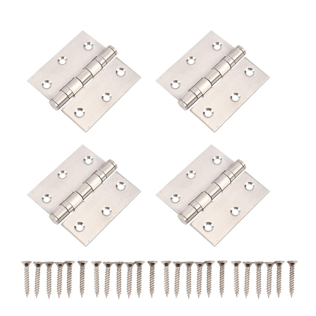 4 Stück Türscharniere Edelstahl Einbohrscharnier mit dickem Lager Eckig 24 Stück Schrauben für Holztüren Hotelzimmer