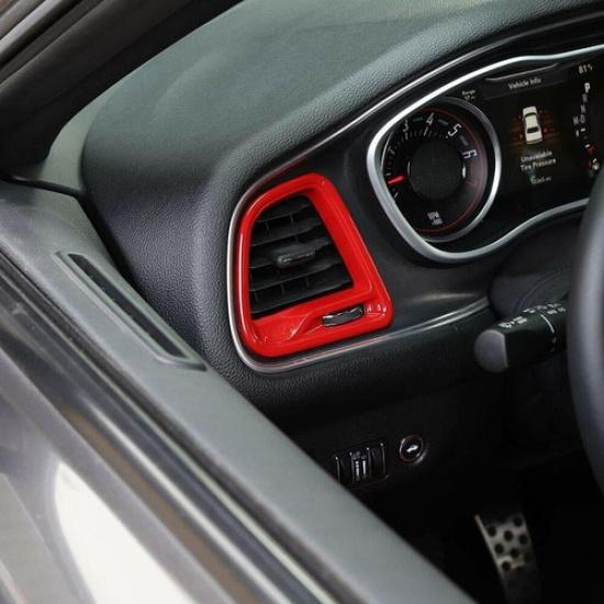4PCS Center Console Air Condition Outlet Vent Trim for Dodge Challenger 2015+