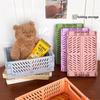 Cute Ins Folding Plastic Storage Rack Organizer Box Student Portable Desktop Food Toy HandAccount Tape Stationery Storage Basket